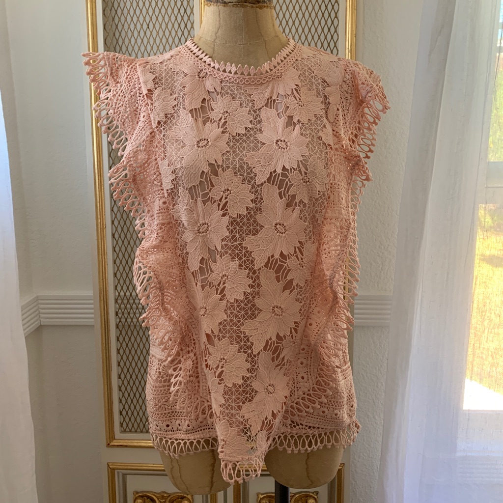 Anthropologie Guest Editor Crochet Peach Blouse